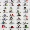 100 x tolle Metall-Ringe Alphabet mit Strass Steine